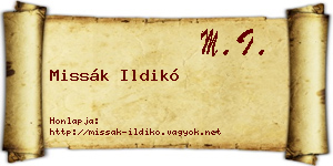Missák Ildikó névjegykártya